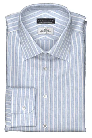 Albini Linen Saxe stripe(PN-Y95907)