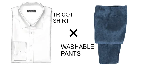 トリコットシャツとウオッシャブル・パンツ